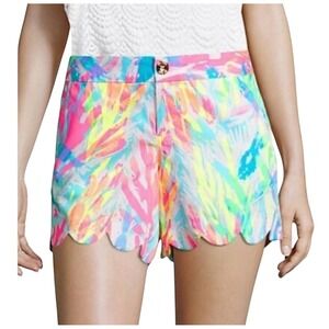 Lilly Pulitzer Buttercup Scalloped Shorts Sparkling Sands Colorful Women Size‎ 2